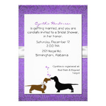 Pretty Dachshunds Bridal Shower Invitation
