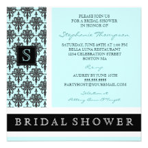 Pretty Damask Monogram Bridal Shower Invitation