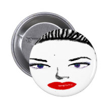Pretty Female Faces Pinback Buttons