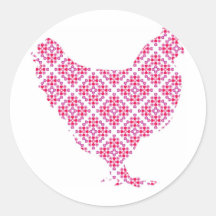 Pretty feminine chicken round stickers