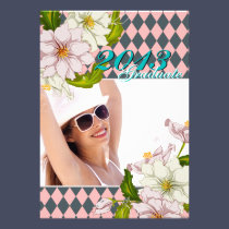 Pretty Floral Argyle Graduation Invitation 2013 invitations
