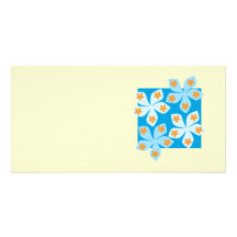Pretty floral design, blue and cream. photo greeting card