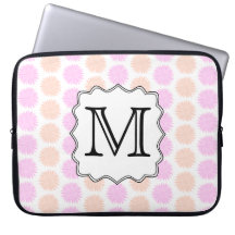 Pretty Floral Pattern with Custom Monogram Letter. Computer Sleeves
