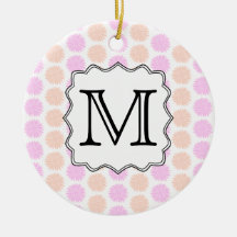 Pretty Floral Pattern with Custom Monogram Letter. Christmas Tree Ornament
