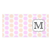 Pretty Floral Pattern with Custom Monogram Letter. Customized Photo Card