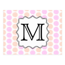 Pretty Floral Pattern with Custom Monogram Letter. Postcards