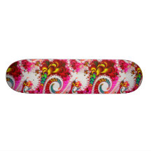 Pretty Floral Swirls Hot Pink Fractal Unique Gifts Skate Decks