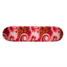 Pretty Floral Swirls Hot Pink Red Fractal Art Skateboard Decks