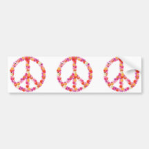 Pretty Flower Peace Sign Bumper Stickers