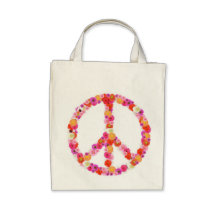 Pretty Flower Peace Sign Canvas Bags