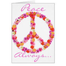 Pretty Flower Peace Sign Greeting Card