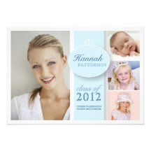 Pretty Girl 4 Photo in Blue Graduation Invitation