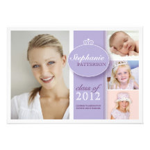 Pretty Girl 4 Photo in Lilac Graduation Invitation