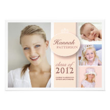 Pretty Girl 4 Photo in Peach Graduation Invitation