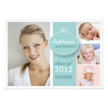 Pretty Girl 4 Photo in Teal Graduation Invitation