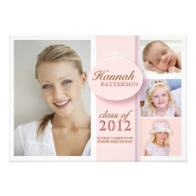 Pretty Girl 4 Photo Pink Graduation Invitation
