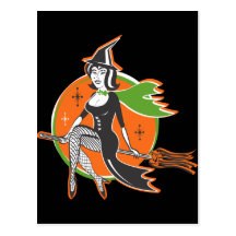 Pretty Halloween Witch Postcard