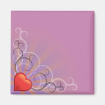 Pretty Heart swirl rays design Fridge Magnets