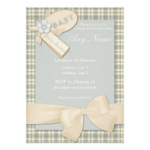 Pretty in Green and Yellow Baby Shower Invitations