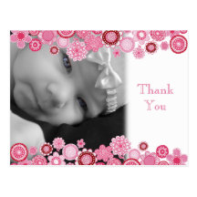Pretty in Pink Baby Girl Photo Thank You Post Card
