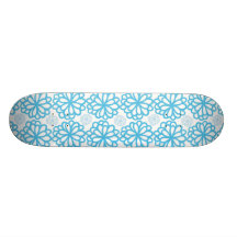 Pretty Light Blue and Sliver Flower Pattern Skateboard