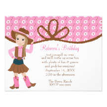 Pretty Lil' Cowgirl! Personalized Invitations