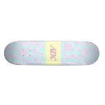 Pretty Lilac and Turquoise Floral Pattern. Skate Board Decks