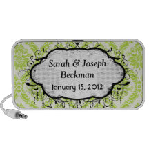 pretty lime green and cream elegant damask design laptop speaker