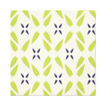 Pretty Lime Green and Purple Floral Wallpaper Stretched Canvas Print