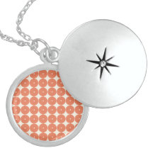 Pretty Orange Melon Circles Textured Discs Pattern Necklace