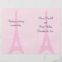 Pretty Paris Wedding Program Personalized Flyer