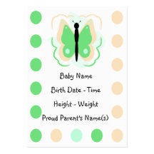 Pretty Peach And Green Butterfly Announcement Business Cards