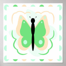 Pretty Peach And Green Butterfly Poster