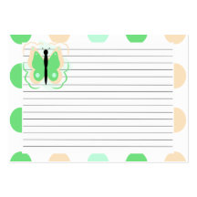 Pretty Peach And Green Butterfly Recipe Card Business Card Template