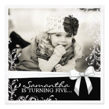 Pretty Pink and Black Birthday Party Invitation