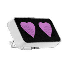 Pretty Pink and Black Love Heart. Travel Speakers