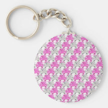 Pretty Pink and Clear Rhinestone Stripe Design Keychain