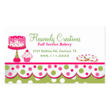 Pretty Pink and Green Bakery Business Card