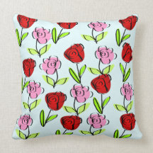 Pretty Pink And Red Painted Roses American MoJo Pi Throw Pillow