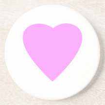 Pretty Pink and White Love Heart. Beverage Coaster