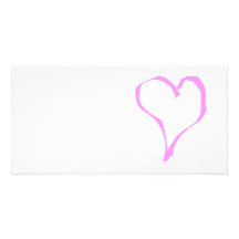 Pretty Pink and White Love Heart. Photo Card Template