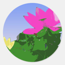 pretty pink and yellow waterlily sticker