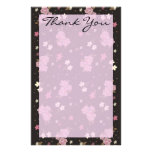 Pretty Pink & Black Floral Thank you letter Custom Stationery
