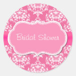 Pretty Pink Bridal Shower Envelope Seal Round Stickers