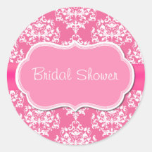 Pretty Pink Bridal Shower Envelope Seal Round Stickers