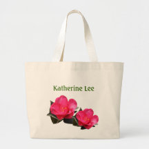 pretty pink camellia flower with name bags