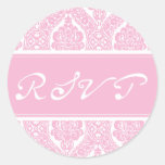 Pretty Pink Damask-RSVP Sticker