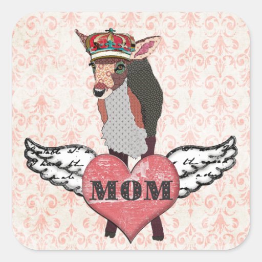Pretty Pink Fawn Heart Mum Sticker