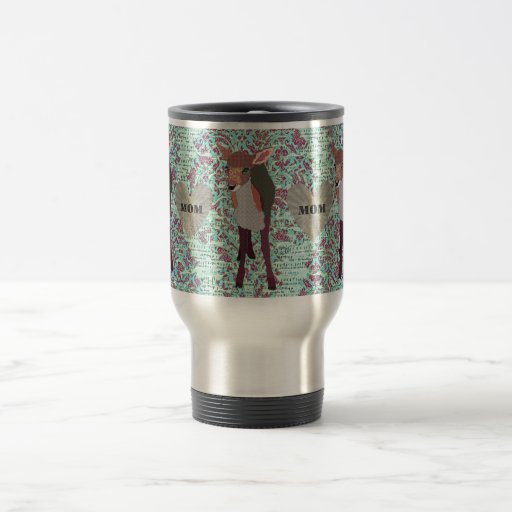Pretty Pink Fawn Mum Damask Travel Mug