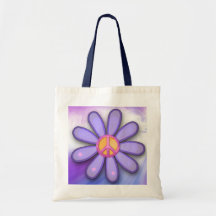 Pretty Pink Peace Sign Tote Bags